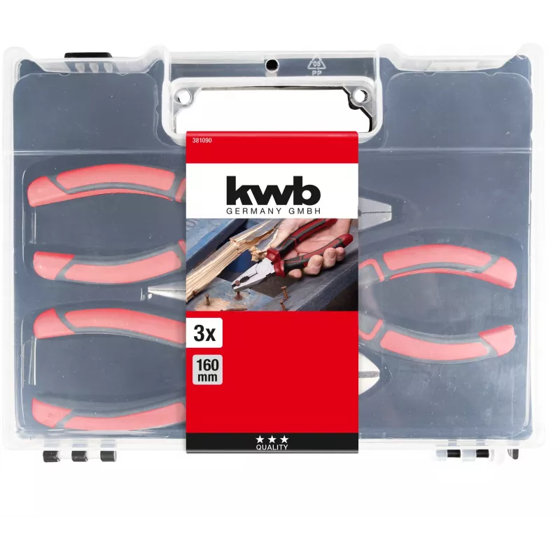 kwb 381090 3 dalių replių rinkinys (kombinuotos, šoninės pjaustymo, ilgasnukės)