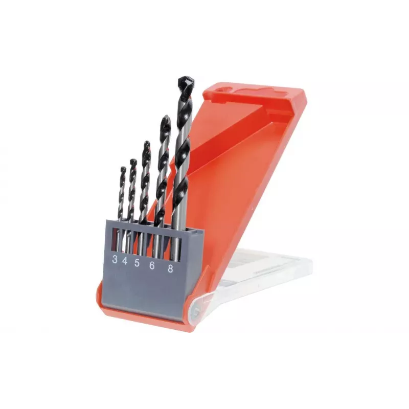 KWB Rocker medienos grąžtų rinkinys 3-8 mm, 5 dalių, su centravimo smaigaliu, plastikinėje kasetėje 044300