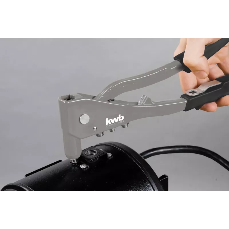 kwb 407200 aklinų kniedžių kniedytuvas su 4 antgaliais (2,4–4,8 mm), rankinis kniedytuvas aliuminio ir plieno kniedėms