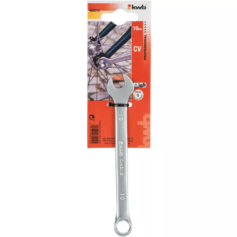 kwb 460210 Kombinuotas veržliaraktis 10 mm, chromo vanadžio plienas, matinis chromuotas, DIN 3113