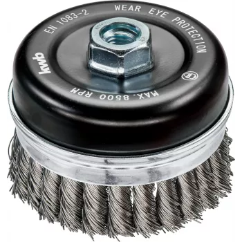 KWB AGGRESSO-FLEX® puodelio šepetys, pintas, gofruotas HSS plieno vielos, 75 mm, M14 sriegis, kampiniams šlifuokliams, 1 vnt. (719226)