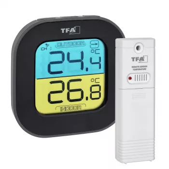 TFA Dostmann skaitmeninis termo-higrometras Square 1,5V 61x24x61mm juodas 30.3068.01