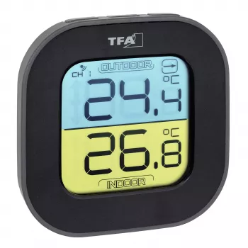 TFA Dostmann skaitmeninis termo-higrometras Square 1,5V 61x24x61mm juodas 30.3068.01