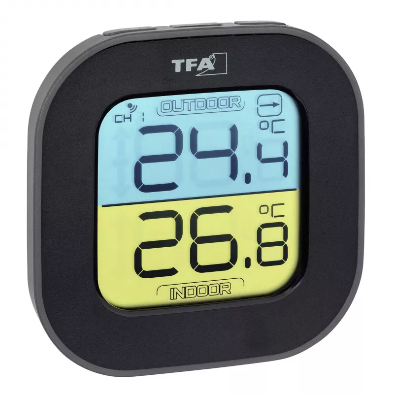 TFA Dostmann skaitmeninis termo-higrometras Square 1,5V 61x24x61mm juodas 30.3068.01