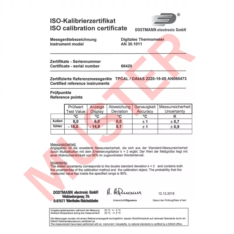 TFA Dostmann laidas termometras juodai baltas (30.1011.K)