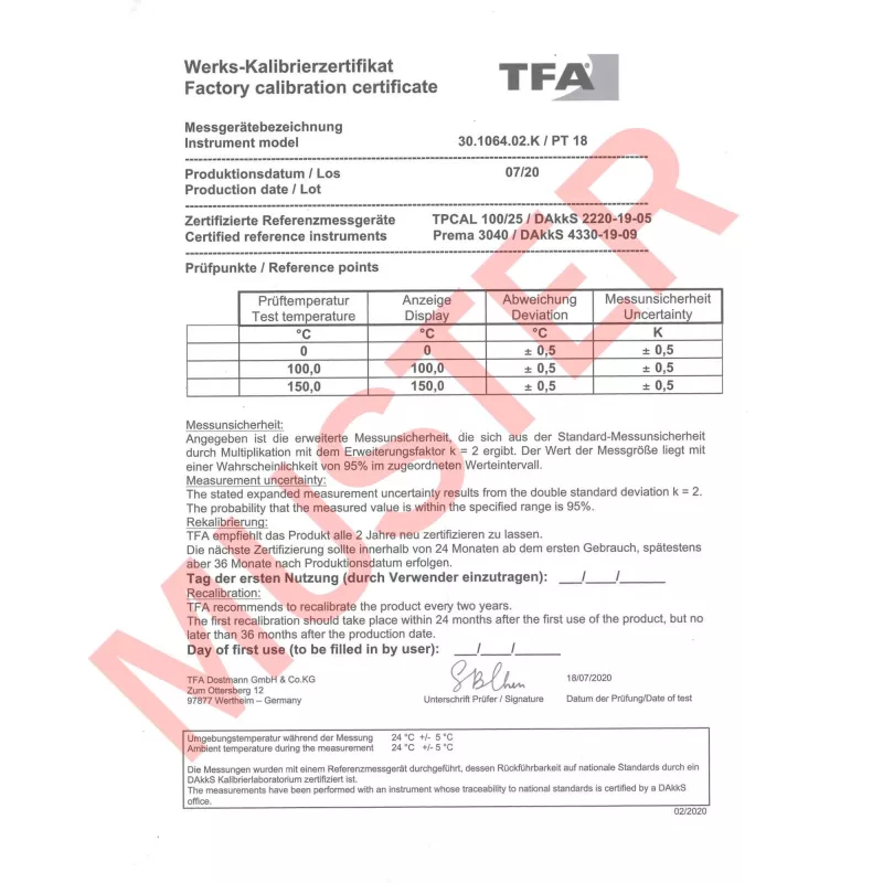 TFA Dostmann 30.1064.02.K Rankinis Termometras Baltas °F/°C -40 iki 250°C su Integruotu Ekranu