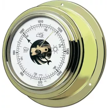 TFA Dostmann žalvarinis sieninis barometras 29.4010B - analoginis oro slėgio matuoklis patalpoms, 980-1050 hPa