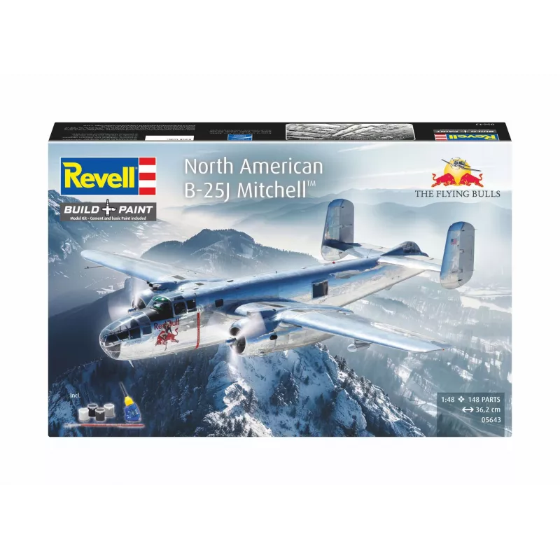 Revell 05643 Flying B-25J Mitchell orlaivio modelio rinkinys 1:48 mastelio, 137 dalys, 4 sudėtingumo lygis