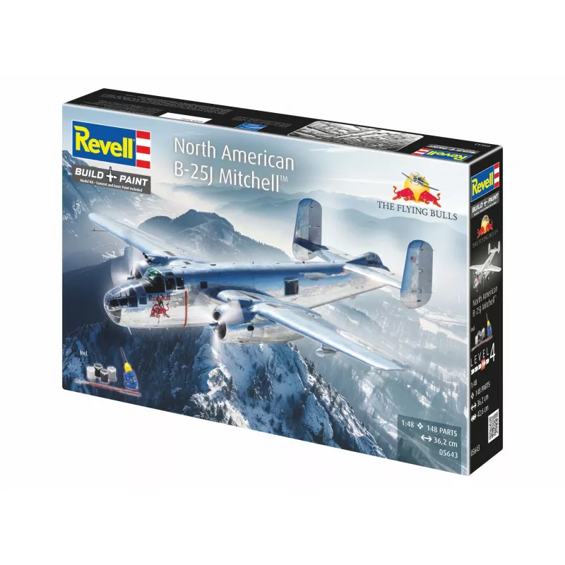 Revell 05643 Flying B-25J Mitchell orlaivio modelio rinkinys 1:48 mastelio, 137 dalys, 4 sudėtingumo lygis