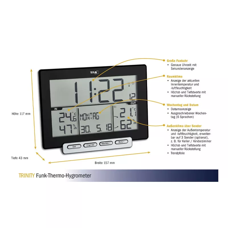 TFA Dostmann 30.3058.01 Trinity belaidis termo-higrometras