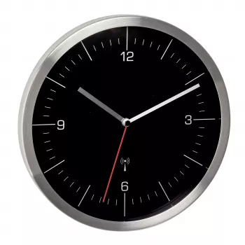 TFA Dostmann 60.3544.01 radio valdomas sieninis laikrodis, 245 mm nerūdijančio plieno korpusas, slenkantis mechanizmas