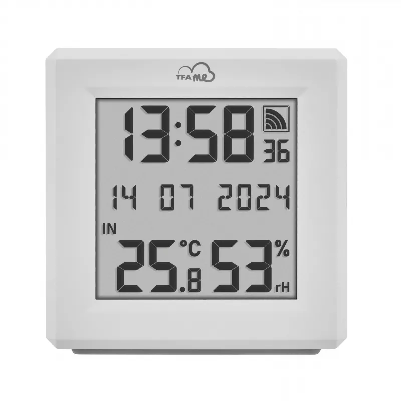 TFA Dostmann TFA.me pradinis rinkinys su WLAN tinklų sietuvu ir 2 KLIMA@HOME belaidžiais termo-higrometrais, juodas/baltas 35.8109.02