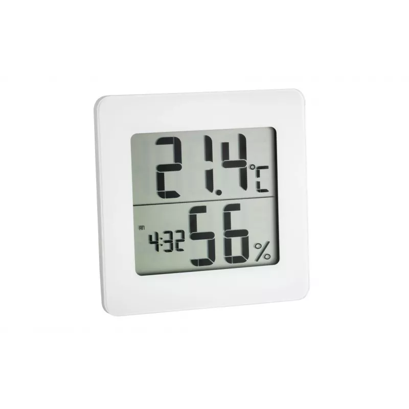 TFA DOSTMANN 30.5033.02 skaitmeninis termo-higrometras su LCD, maks./min. atmintimi, komforto zonos indikatoriumi, magnetiniu / stovu tvirtinimu, baltas