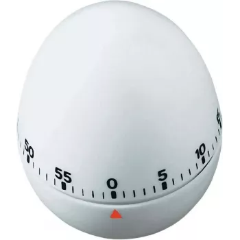 TFA DOSTMANN kiaušinio formos virtuvės laikmatis, mechaninis, baltas, 60 minučių, varpelio signalas, 60 x 74 mm 38.1002