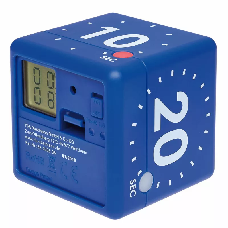 TFA Dostmann Timer CUBE skaitmeninis kubinis laikmatis, mėlynas 38.2036.06