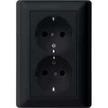 Gira System 55 Schuko lizdas, 2 lizdai, juodas, visa plokštė 0783005