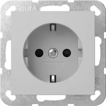 Gira 4453015 SCHUKO lizdas su atlenkiamu dangteliu, System 55, eismo pilkos spalvos (RAL 7043)