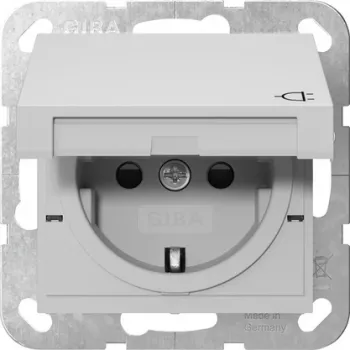 Gira System 55 SCHUKO kištukinis lizdas su atlenkiamu dangteliu, pilkas 4414015