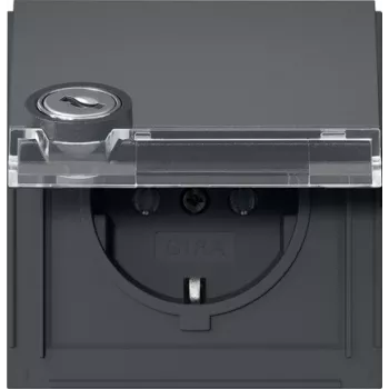 GIRA 446767 SCHUKO kištukinis lizdas su raktu, skirtingi raktai, 16 A, 250 V, įleidžiamas, termoplastikas