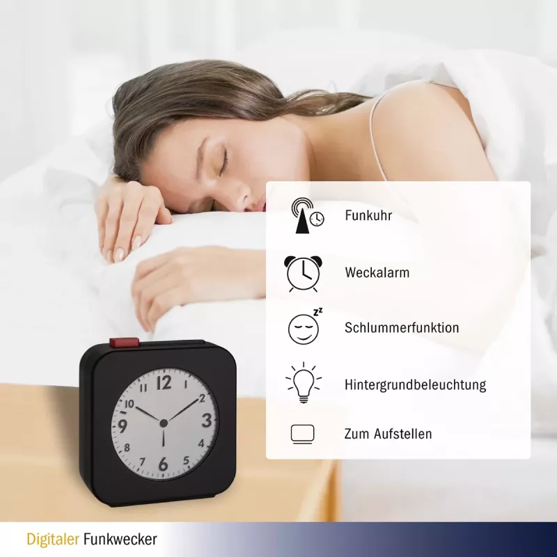 TFA Dostmann 60.2555.01 skaitmeninis žadintuvas, juodas