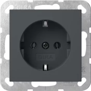 Gira SCHUKO elektros lizdas be nagų, System 55, antracito spalvos 446628