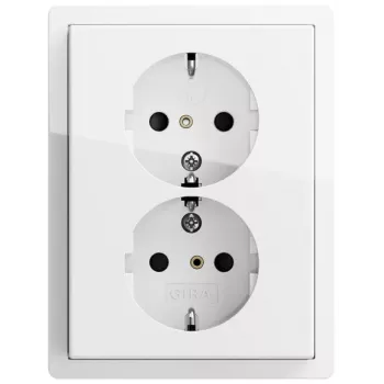 Gira Schuko lizdas 2 vietų Pure White Glossy 0783112