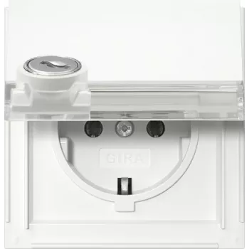 Gira 446766 SCHUKO kištukinis lizdas su raktu, skirtingi raktai, 16 A, 250 V, įleidžiamas, baltas blizgus