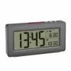 TFA Dostmann 60.2563.10 radijo bangomis valdomas žadintuvas, antracito spalvos, dvigubas žadintuvas, DCF77, LCD, patalpų temperatūra