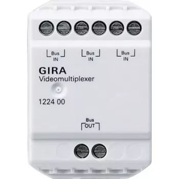 Gira 122400 vaizdo multiplekseris durų komunikacijai, 2 laidų magistralė, 4 kamerų įėjimai, DIN bėgelis, 6 TE