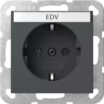 Gira 445728 SCHUKO elektros lizdas su atlenkiamu dangteliu, System 55, antracito spalvos