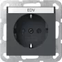 Gira 445728 SCHUKO elektros lizdas su atlenkiamu dangteliu, System 55, antracito spalvos