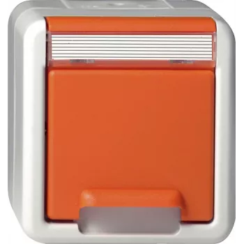 Gira SCHUKO lizdas su atlenkiamu dangteliu, viršutinio montavimo, oranžinis 4440309