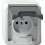 GIRA 448530 Schuko lizdas su atlenkiamu dangteliu, baltas blizgus
