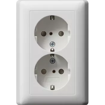 Gira System 55 Schuko elektros lizdas CEE 7/3, 16 A, 250 V, blizgus grynas baltas, su atlenkiamu dangteliu 078327