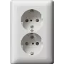 Gira System 55 Schuko elektros lizdas CEE 7/3, 16 A, 250 V, blizgus grynas baltas, su atlenkiamu dangteliu 078327