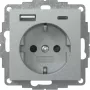 Gira System 55 SCHUKO lizdas su USB A/C įkrovikliu, aluminium 245926