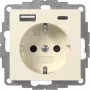 GIRA 245901 SCHUKO lizdas su USB įkrovikliu 2x Type A/C System 55 kreminės baltos spalvos