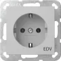 Gira 4458015 SCHUKO lizdas su EDV System žymėjimu, grynai balta blizgi
