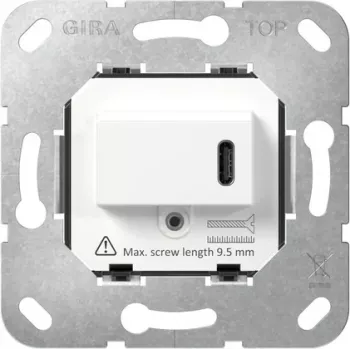 Gira SCHUKO lizdo įdėklas su USB Type C PD, 16 A, 250 V, įleidžiamas, juodas 236200
