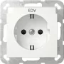 Gira 446227 SCHUKO lizdas su atlenkiamu dangteliu, System 55, blizgus grynas baltas