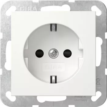 GIRA 475503 SCHUKO lizdas su LED orientaciniu apšvietimu, padidinta apsauga nuo prisilietimo, blizgus baltas