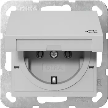 GIRA 4454015 SCHUKO kištukinis lizdas su atverčiamu dangteliu, System 55, pilkas