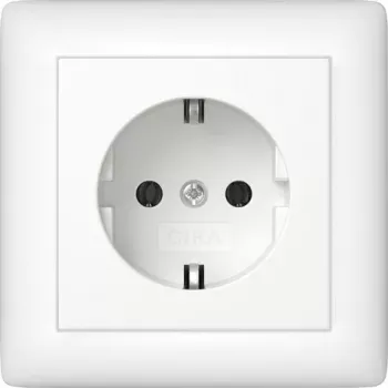 Gira Standard 55 SCHUKO kištukinis lizdas, 1 lizdas, blizgiai balta, įleidžiamas, 16 A, 250 V 444027