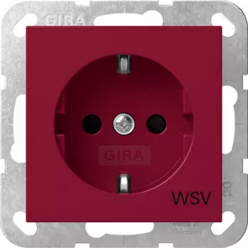 Gira SCHUKO lizdas Standard 55, padidinta apsauga nuo prisilietimo, su žymėjimo lauku, raudonas (RAL 3003) 4453108