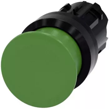 Siemens SIRIUS ACT Grybo formos mygtuko priekinis elementas, plastikinis, žalias, 40 mm, momentinis 3SU1000-1AD40-0AA0