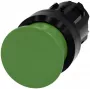 Siemens SIRIUS ACT Grybo formos mygtuko priekinis elementas, plastikinis, žalias, 40 mm, momentinis 3SU1000-1AD40-0AA0