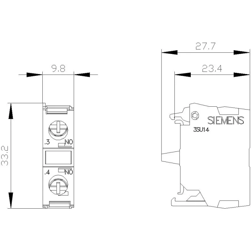 SIEMENS SIRIUS ACT 3SU1400-1AA10-1LA0 kontaktinis modulis, 1 NO, varžtiniai gnybtai, montuojamas ant grindų