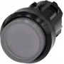 Siemens SIRIUS ACT Apšviestojo mygtuko priekinis elementas, plastikinis, skaidrus, 22mm, juodas priekinis žiedas 3SU1001-0BB70-0AA0