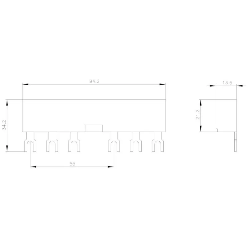 SIEMENS 3 fazių šyninė 55 mm žingsniu 63A 690V, skirta SIRIUS 3RV2 3RV19152AB