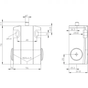 Siemens SIRIUS 3SE5 padėties jungiklis su volelio stūmikliu, 1NO+1NC, IP66/IP67, 3SE5122-0CA00